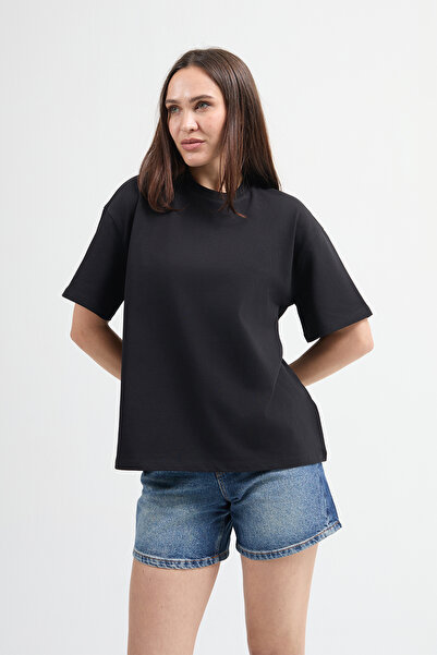 JUD Emilia 80002 Oversize kroj Crne žene Osnovni T-shirt