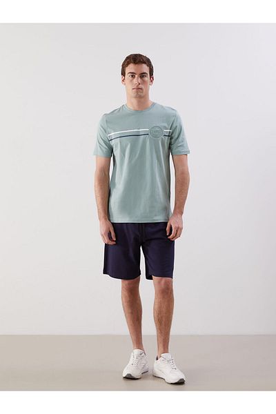 LC Waikiki Νέα σεζόν Crew Neck κοντομάνικο εμπριμέ χτενισμένο βαμβακερό ανδρικό Tisort - S5FA28Z8