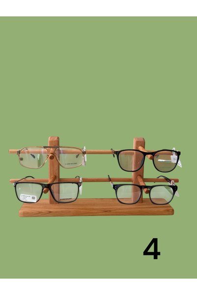 Dnz Wooden Glasses Stand 4-Piece Natural Wood