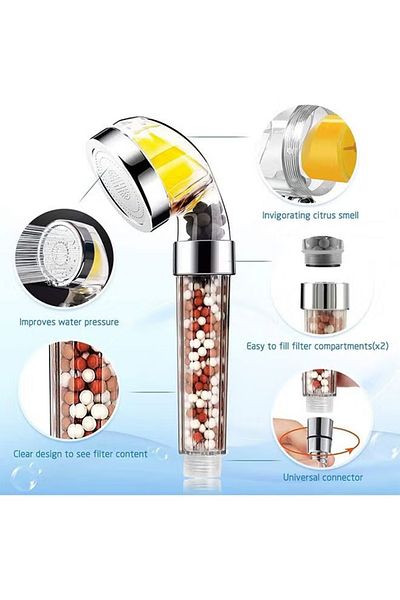 Saharaz 3-piece shower set,4-layer negative ion filtration,easy to install and remove,suitable for bathroom