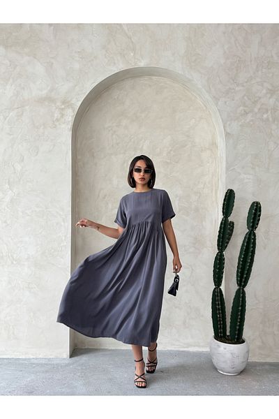 Miss Prova Short Sleeve Waist Stitching Detail Summer Long Dress Misselb9360
