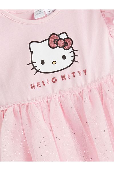 LC Waikiki Νέα σεζόν Hello Kitty Printed Girl's Tull Βαμβακερό Φόρεμα - S5P598Z1