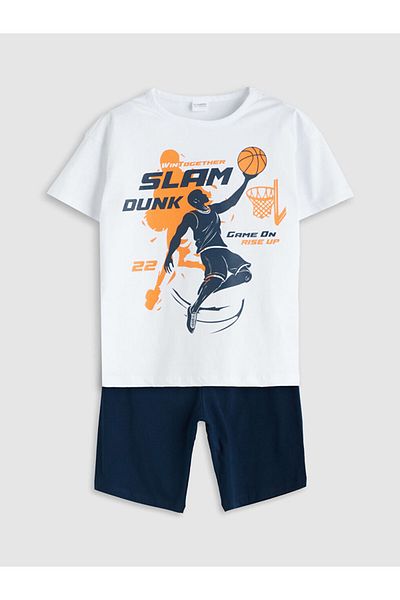 LC Waikiki New Season Crew Neck Boys' Shorts Pajama Set - S5Q673Z4