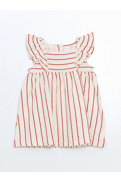LC Waikiki New Season Back Button Striped Interlock Baby Girl Dress - S5Hm41Z1