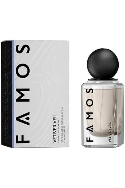Famos Vetiver Veil Extrait de Parfum 100ml – Unisex Luxury Fragrance | Floral Woody Musk Scent wit