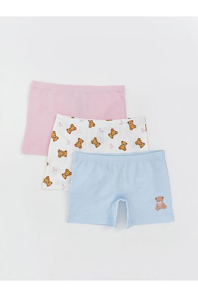 LC Waikiki New Season Elastic Waist Combed Cotton Girls Boxer 3-Piece - S5Pr25Z1