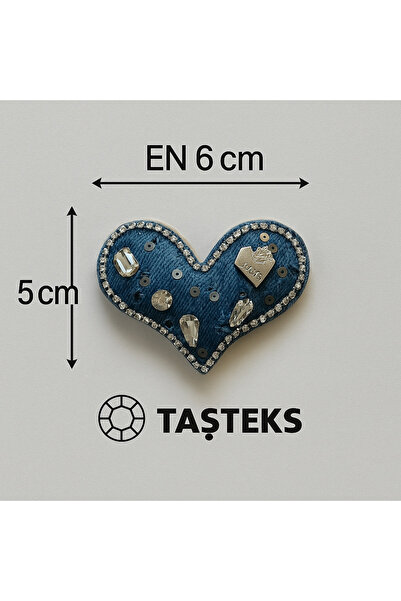 Taşteks Ütülenebilen veya Sticker Olarak Kullanılabilen Love Denim Kalp Patch...