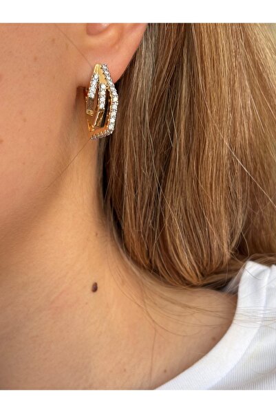 mysteriajewelry Zirkon Taş Detaylı Özel Seri Çelik Küpe (2 Adet)