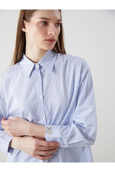 LC Waikiki Cămașă pentru femei din poplin cu dungi de sezon nou - S5KJ02Z8