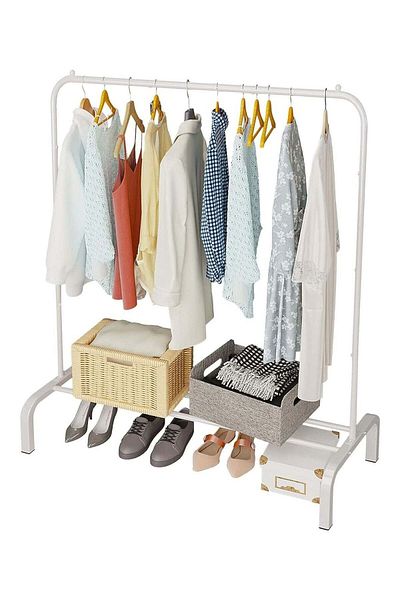 huitich Metal Clothes Rack With Bottom Shelf Closet Clothes Hanger for Garment Coats Skirts