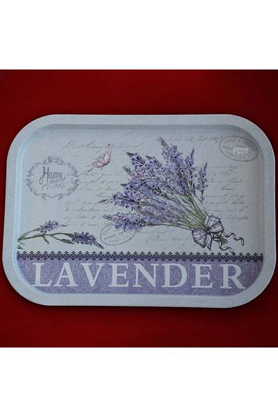 PUFO Tavă metalică Sweet Home of Lavender pentru servirea deserturilor, prăjiturilor, aperitivelor, 40 x 29 cm