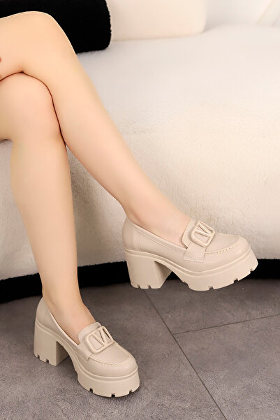 Mamito Ayakkabı MSN 904 Toka Detaylı Topuklu Loafer