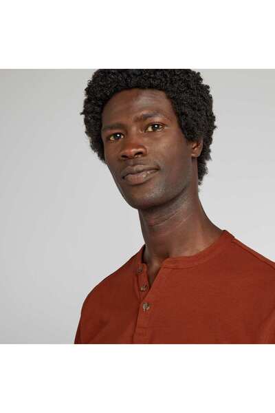 KIABI Plain T-shirt with grandad neckline brown