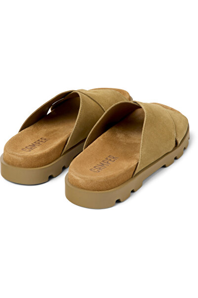 CAMPER Men's Brown Genuine Leather Open Toe Sandals with Comfortable Sole and Light Cross Straps Brutus