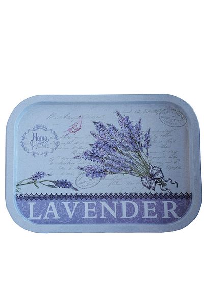 PUFO Tavă metalică Sweet Home of Lavender pentru servirea deserturilor, prăjiturilor, aperitivelor, 40 x 29 cm