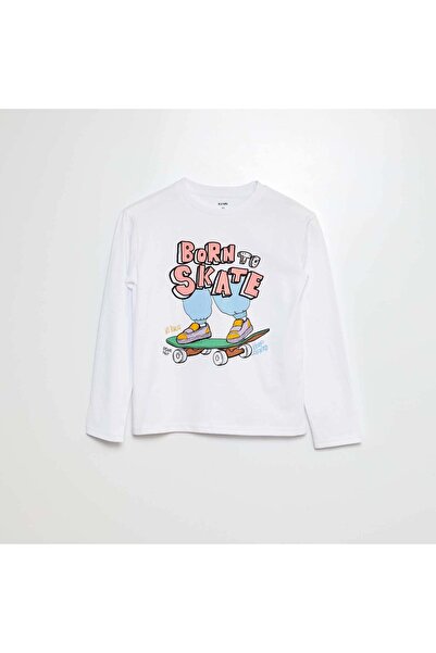 KIABI Long-sleeved skate T-shirt WHITE