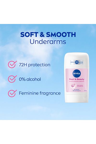 NIVEA NIVEA Pearl & Beauty Antiperspirant Deodorant for Women 48H Active, Stick 50ml