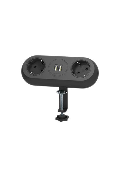 Orno Or-ae-13133(GS)/b Furniture Socket With Mounting Bracket, 2 Schuko Sockets, 2 X Usb