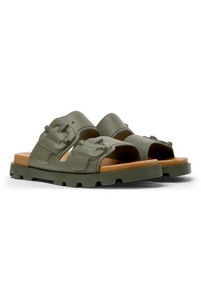 CAMPER Men's Green Lightweight Hook And Loop Sandals With Non-Slip Sole, Perfect For Daily Comfort Brutus