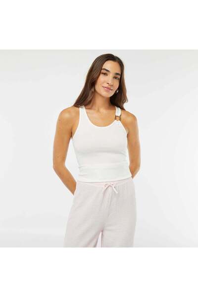 KIABI Vest top with metal buckle WHITE