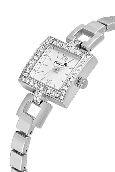 Polo Air ساعة يد نسائية بعلبة مربعة لون فضي PL-1544B2x