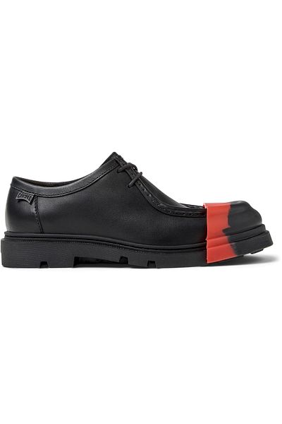 CAMPER Women's Black Genuine Leather Lace-Up Classic Shoes with Removable Detail & Comfort Sole Junction