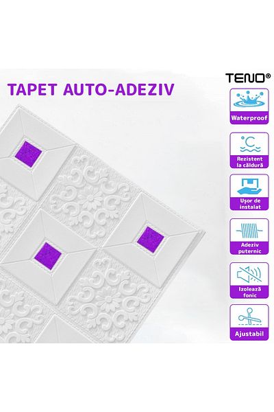 Teno Set 70x Tapet 3D Teno®, suprafata acoperire 34.3 mp, 70x70 cm, mov