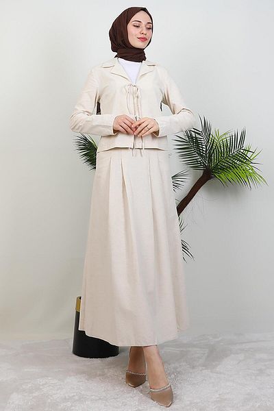 giz astore Jacketed Linen Double Suit Cream
