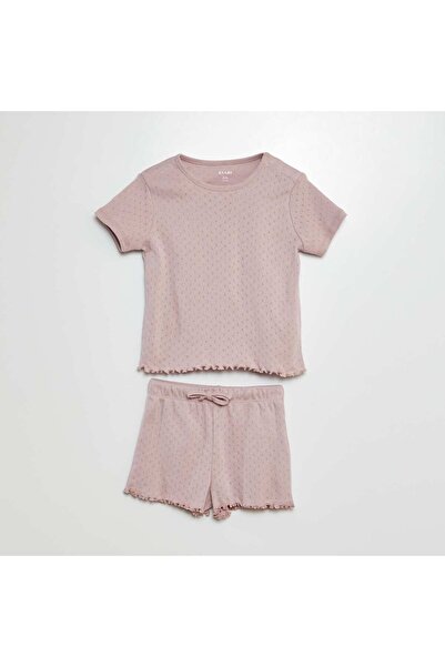 KIABI Pointelle T-shirt + shorts pyjamas - 2-piece set PURPLE
