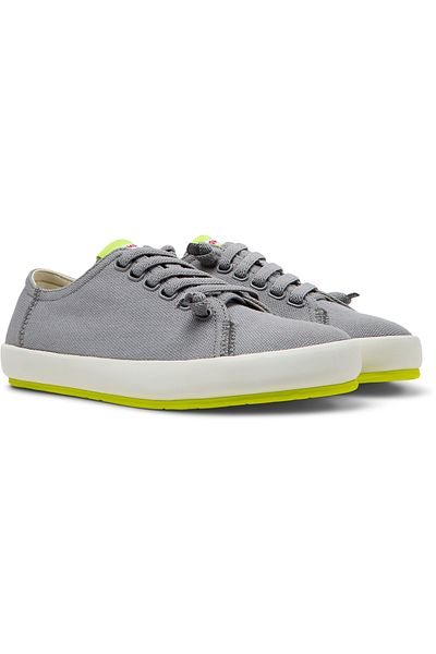 CAMPER Women's Gray Flat Sole Casual Sneakers, Recycled Cotton Fabric Peu Rambla