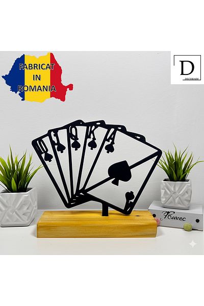 OEM "Royal Crown" decoration with natural wood base, 14 cm, black, 3D printed