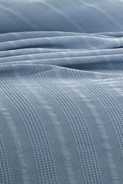 Sevim وافل بيكيه مفرد 160×230 سم، قطن 100%، تصميم قرص العسل، لون أزرق