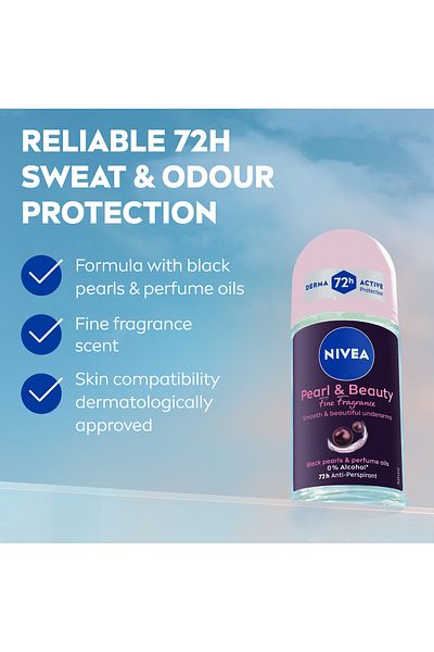 NIVEA NIVEA Pearl & Beauty, Antiperspirant for Women, Black Pearl, Roll-on 50ml