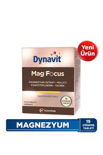 Dynavit Mag Focus 15 Chewable Tablets - Magnesium Malate, Magnesium Citrate, Phosphatidylserine, Taurine