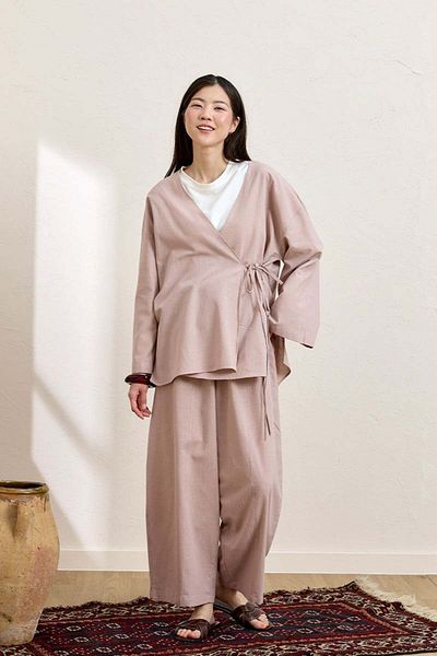 Ceylan Otantik Dusty Rose Organic Linen Tunic & Trousers Set
