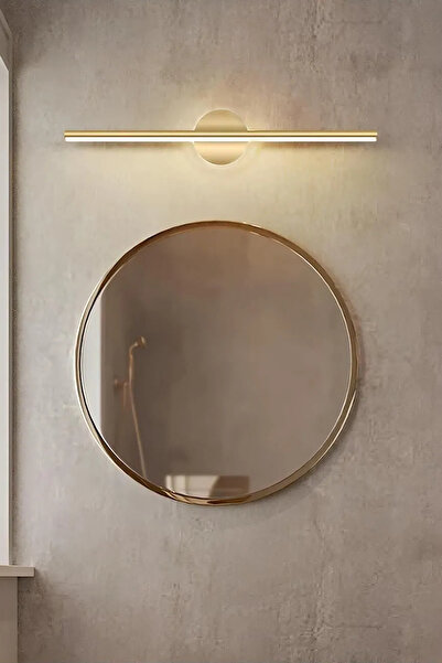 Siyempi Yapışkanlı 9V Pilli LED Gold Gün Işığı Duvar Aplik 34 cm Tablo Ayna Üstü Dekoratif Aydınlatma