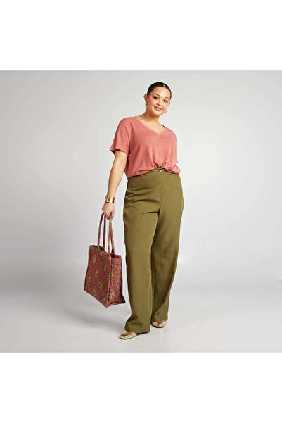 KIABI Linen blend V-neck T-shirt PINK