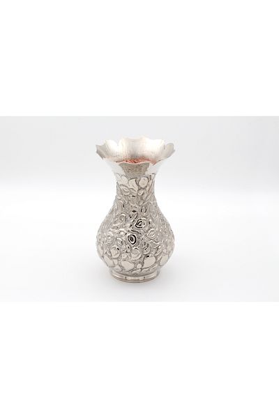 ANTEPSEPETİ Copper Silver Plated Patterned Vase