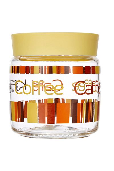 PUFO Yellow Coffee glass container with lid, for coffee, tea, spices, 750 ml