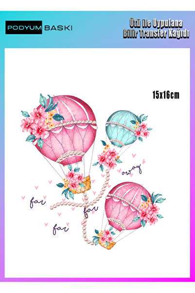 podyum baskı Ütü Ile Yapışan Tekstil Dtf Baskı Tişört Baskısı BALONLU KIZ COC...