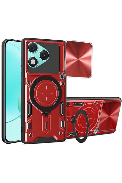 SKYDDAR INNOVATION Case for Honor 400 Lite, SafeCover, Magnetic Ring, Camera Protection, Red, sticker set
