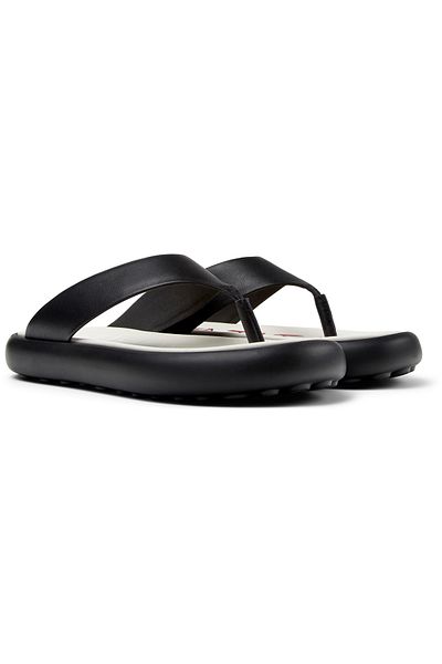 CAMPER Men's Black Flip-Flops With Hook-And-Loop Strap Lightweight Non-Slip Unique Design Twins