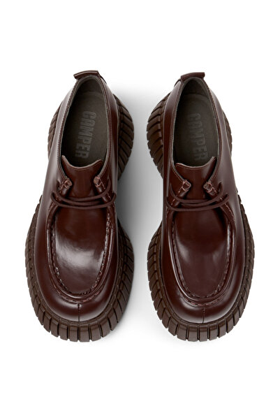 CAMPER Women's Brown Genuine Leather Classic Shoes With Hook And Loop, High Comfort Sole PixBCN