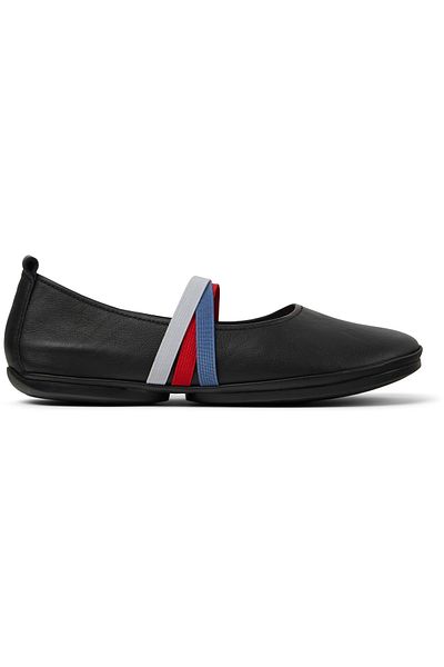 CAMPER Women's Black Genuine Leather Stylish Flats with Colorful Elastic Band for Daily Use Twins