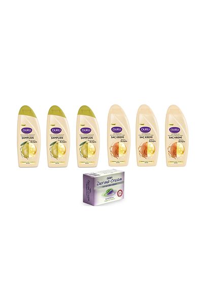 Duru Olive Oil & Collagen Dry Hair Shampoo 500 ml 3 Pcs + Duru Hair Conditioner 3 Pcs + Diving Soap 100 Gr