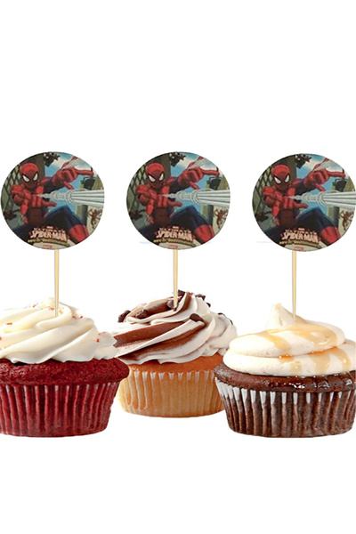 SPIDERMAN 20 Pieces Spiderman Themed Cake Top Toothpicks