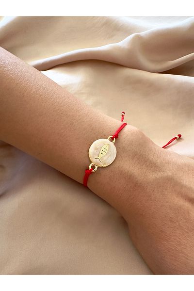 Atelier Çağla Gold Color Fish Red String Bracelet