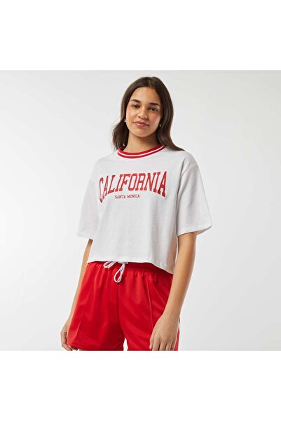 KIABI تي شيرت قصير "كاليفورنيا" باللون الأبيض
