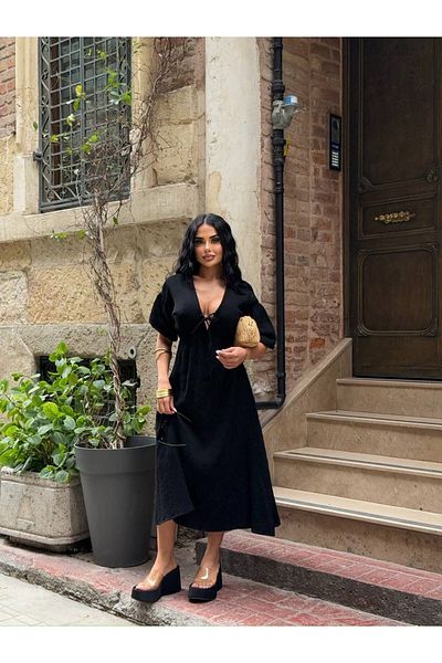 Ekim Store Lace-Up Muslin Long Dress
