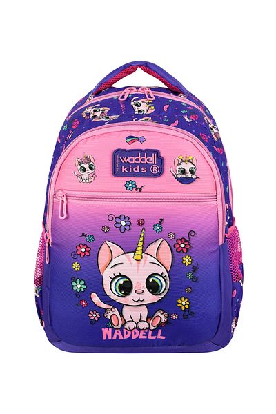 Royal Glow RoyalGlow Combinație Purple Cat Geantă de școală primară Set cutie termică pentru prânz cu suport pentru stilou